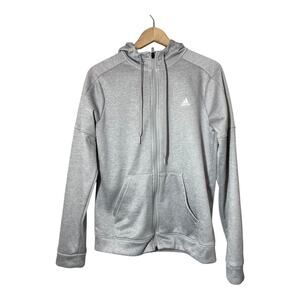 Adidas Womens Full Zip hoodie Light Gray Size Medium Hood DH8174 Climawarm
